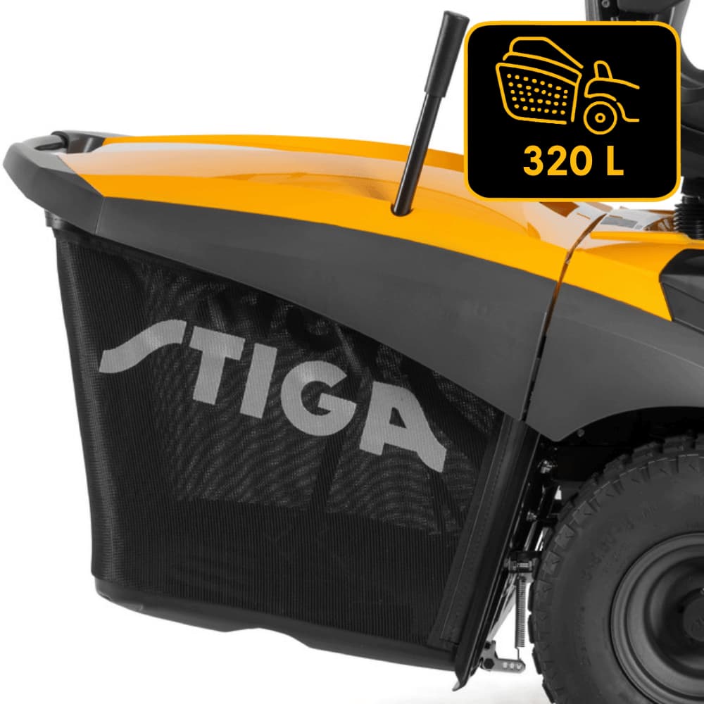 Traktor ogrodowy STIGA Estate 9102 W, złącze myjące agregatu oraz schowek.