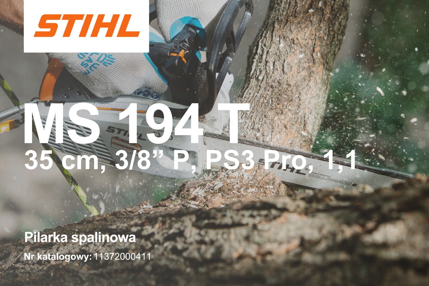 Pilarka spalinowa Stihl MS 194 T 11372000411 - 1,4 kW, 1,9 KM, 35 cm, 3/8  P, PS3 Pro, 1,1 L04