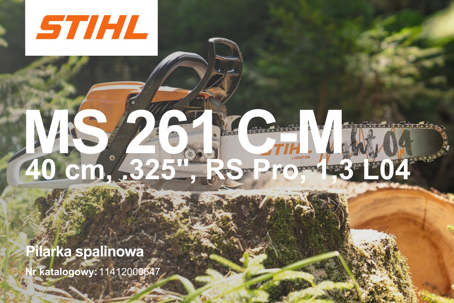 Pilarka spalinowa Stihl MS 261 CM 11412000647 - 3 kW, 4,1 KM, 40 cm, 0.325”, RS Pro, 1,3 L04