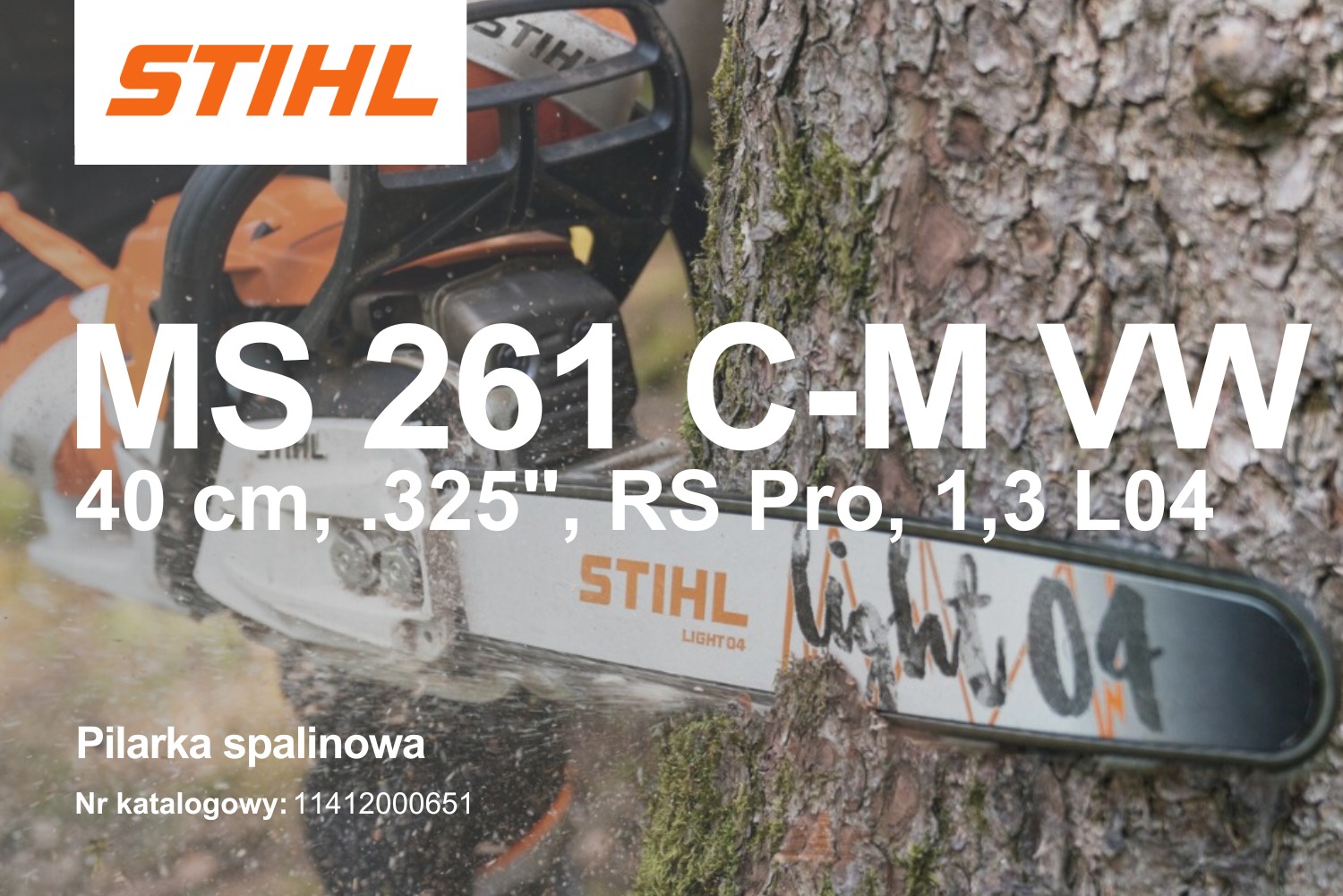 Pilarka spalinowa Stihl MS 261 C-M VW 11412000651 - 3 kW, 4,1 KM, 40 cm, 0.325”, RS Pro, 1,3 L04