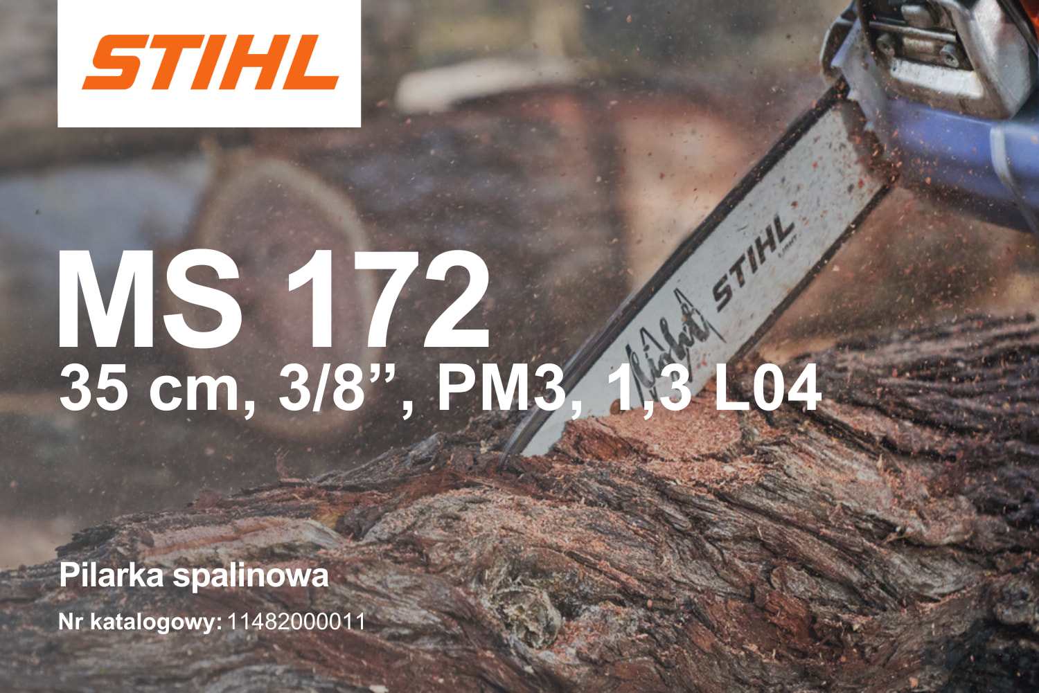 Pilarka spalinowa Stihl MS 172 11482000011 - 1,4 kW, 1,9 KM, 35 cm, 3/8”, PM3, 1,3 L04