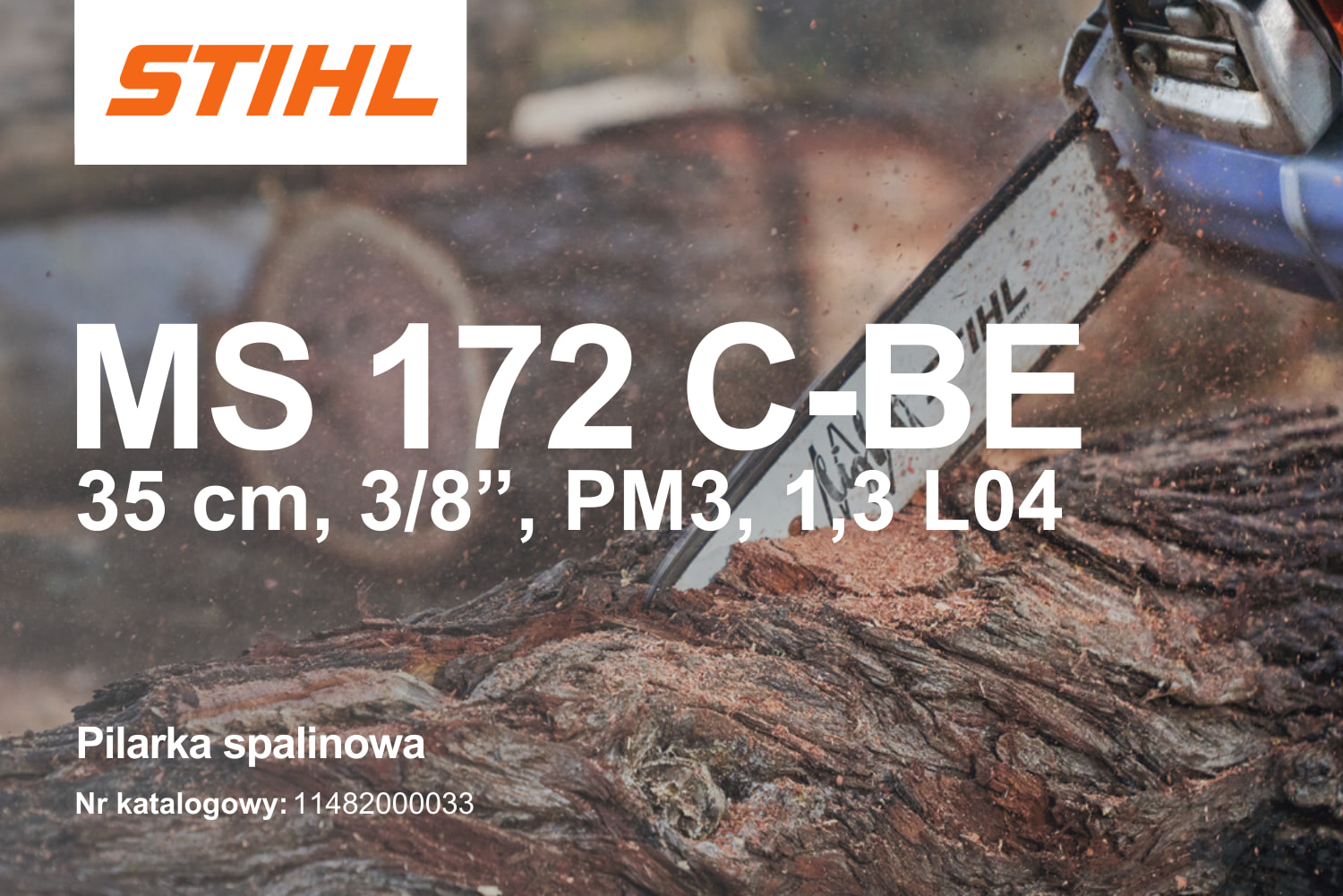 Pilarka spalinowa Stihl MS 172 C-BE 11482000033 - 1,4 kW, 1,9 KM, 35 cm, 3/8”, PM3, 1,3 L04