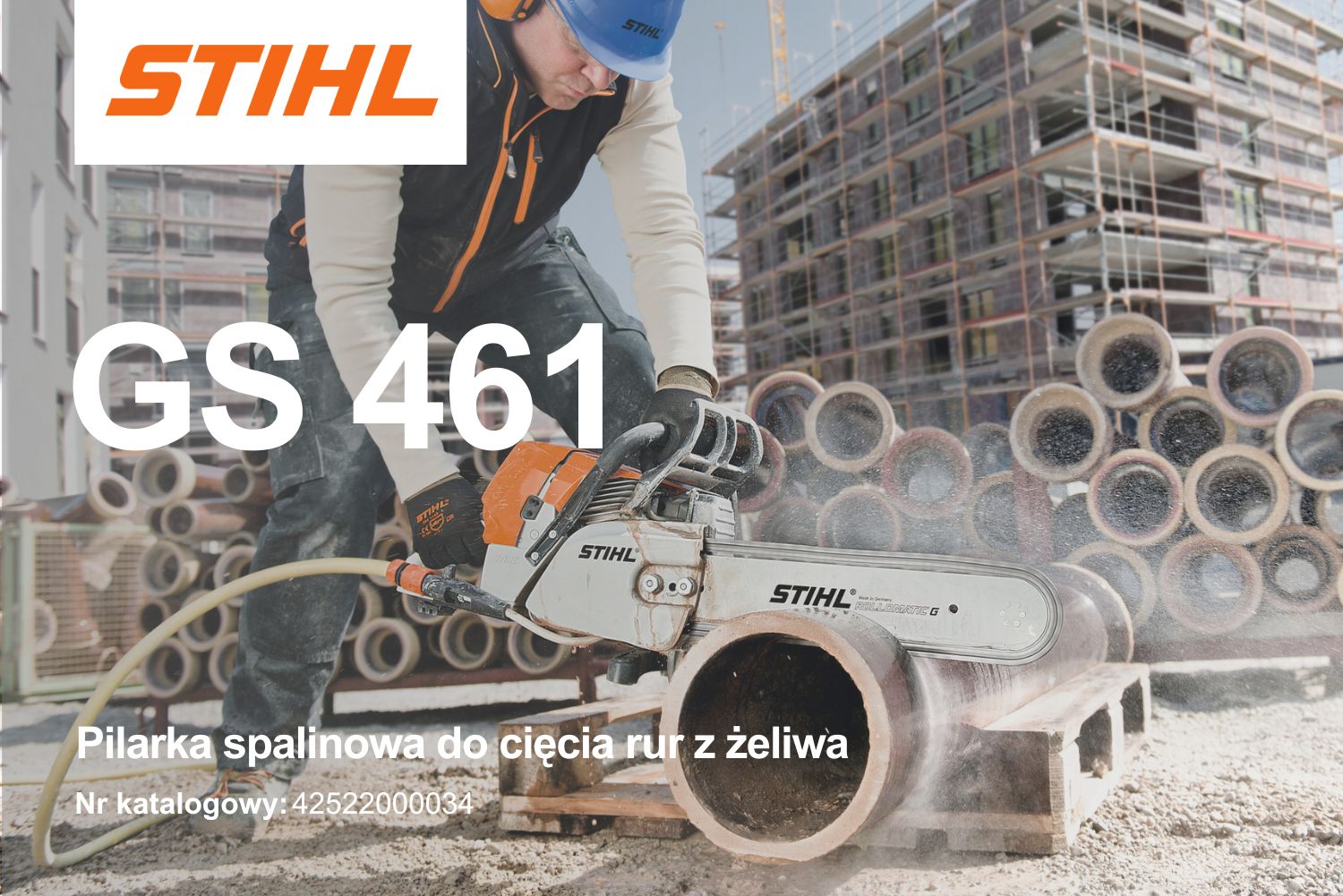 Pilarka spalinowa Stihl GS 461 42522000034 - 4,3 kW, 5,8 KM, 45 cm, 3/8, Diamentowy łańcuch, 1,6 mm