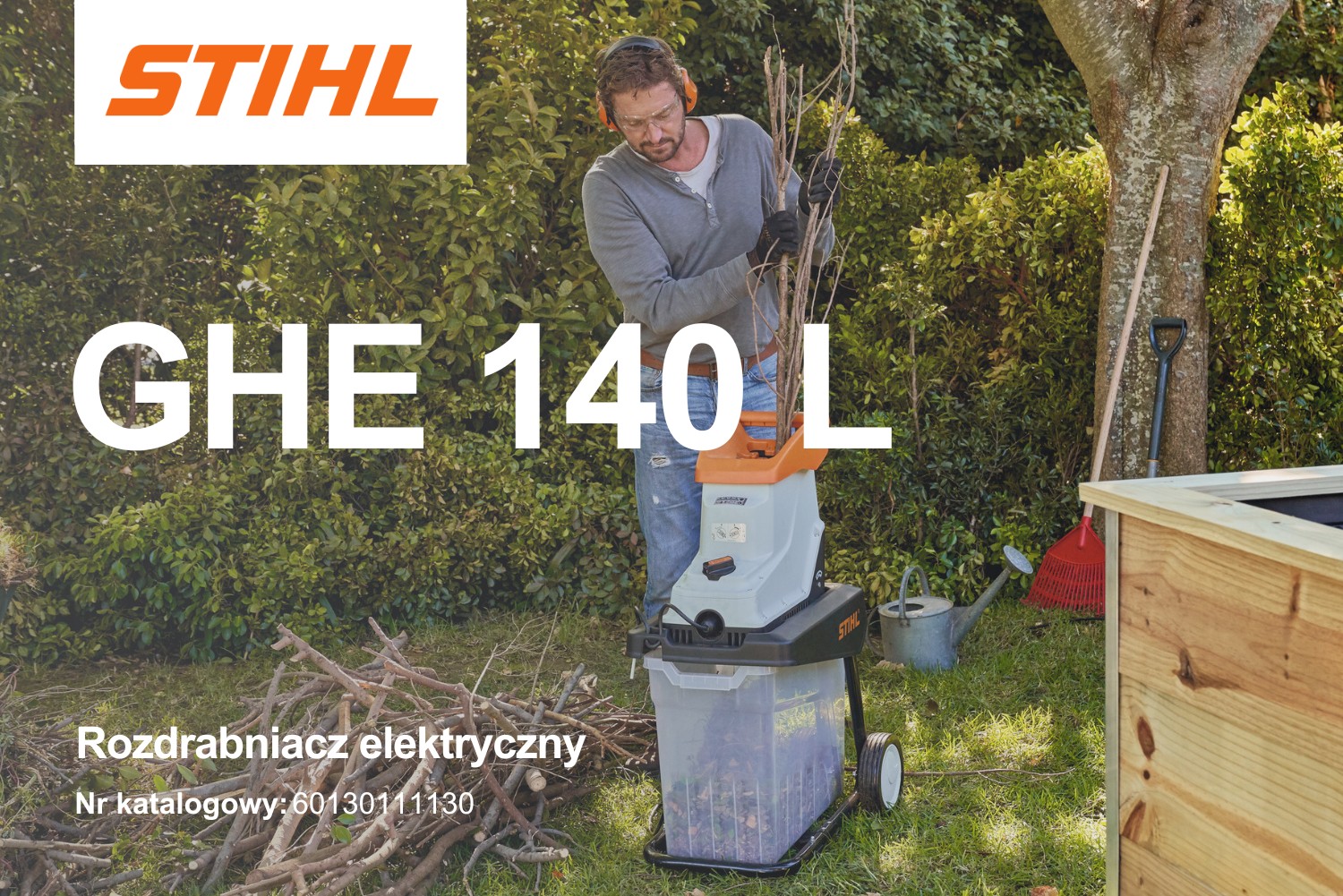 Rozdrabniacz elektryczny Stihl GHE 140 L 60130111130 - 2,5 kW, 40 mm, 60 litrów