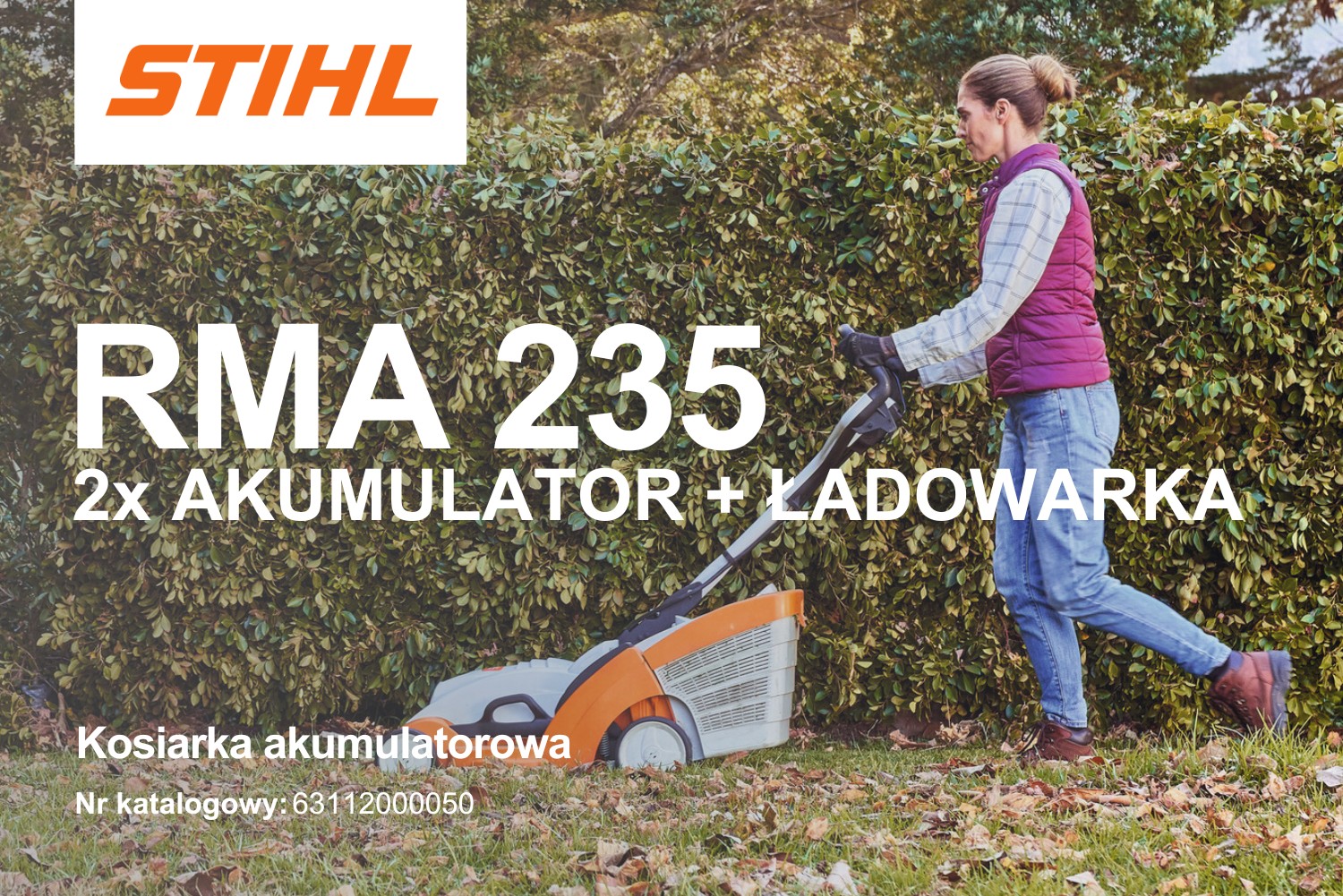 Kosiarka akumulatorowa Stihl RMA 235 (Zestaw 2x akumulator + ładowarka) 63112000050 - 0,45 kW, 33 cm