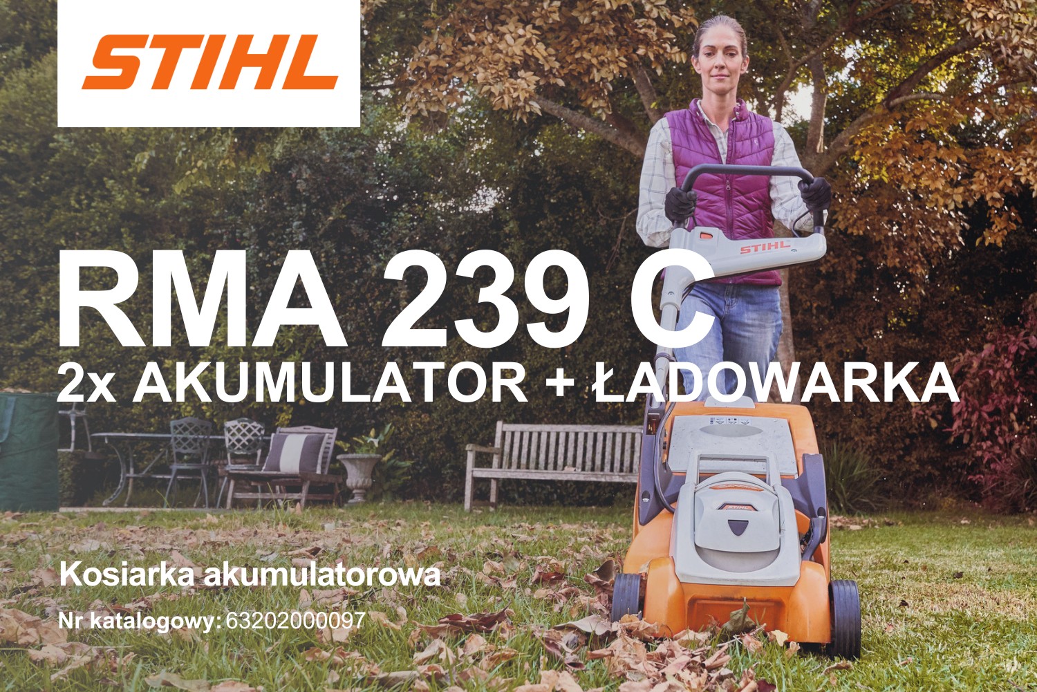 Kosiarka akumulatorowa Stihl RMA 239 C (Zestaw 2 x AK 30 S + AL 101) 63202000097 - 0,9 kW, 37 cm