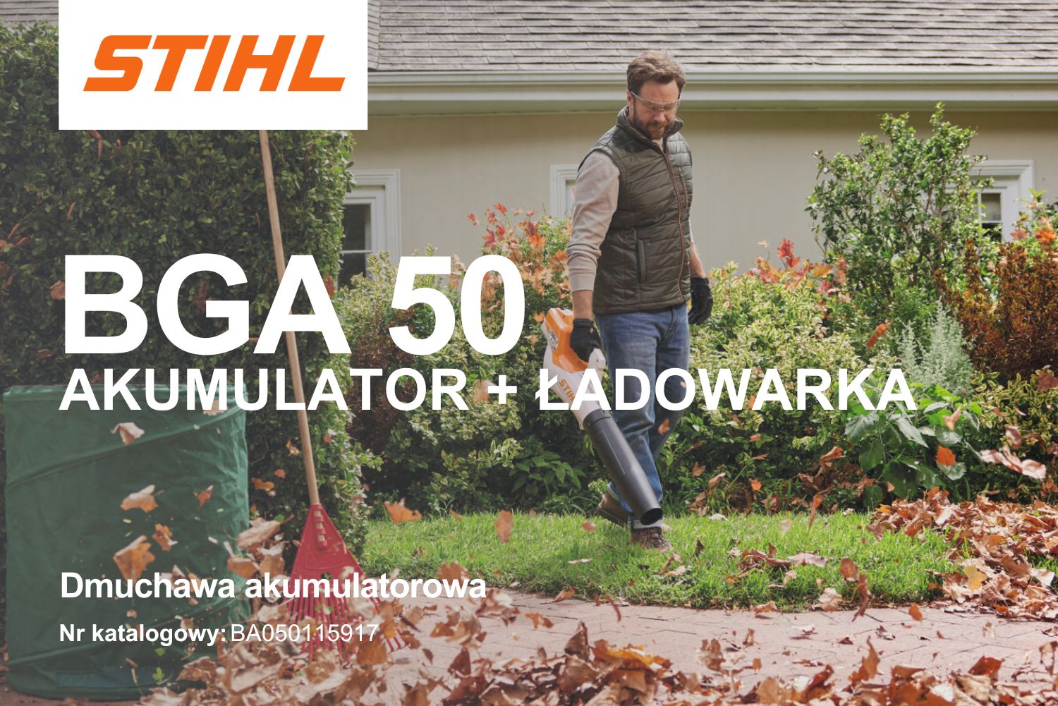 Dmuchawa do liści akumulatorowa Stihl BGA 50 (Zestaw AK 20 + AL 101) BA050115917 - 770 m³/h, 36 V