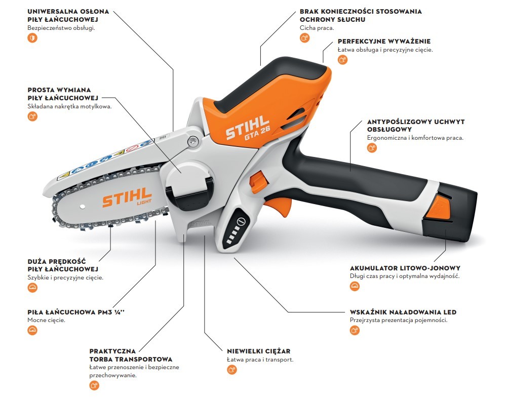 Mini pilarka akumulatorowa Stihl GTA 26 GA010116918 - 300 W, 10 cm, 1/4 P