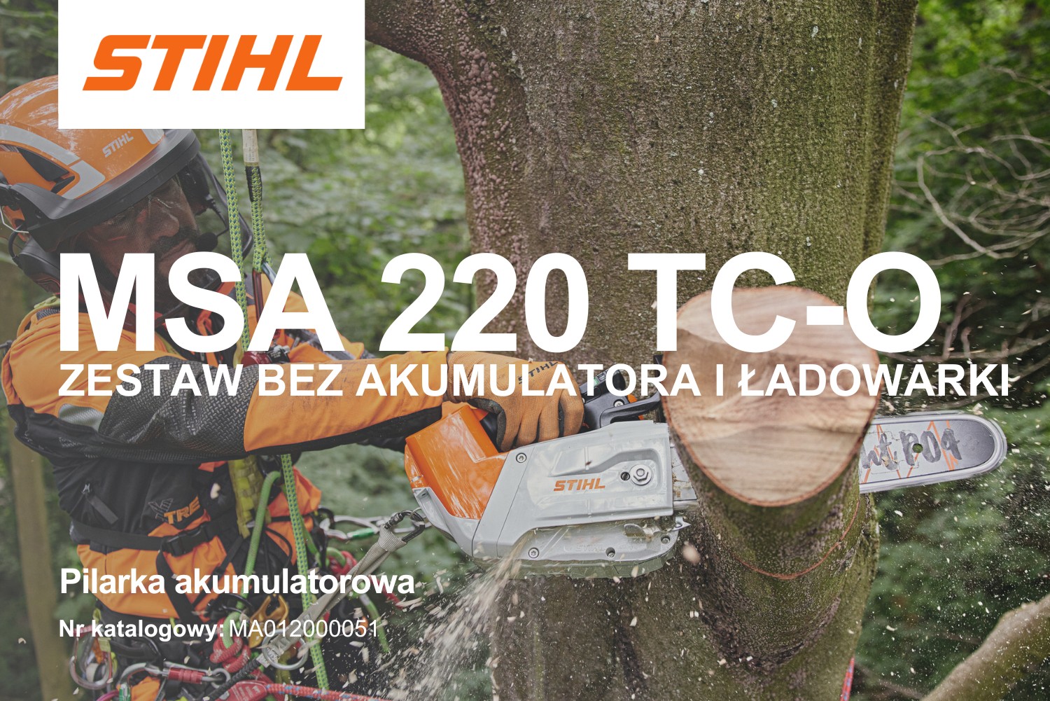 Pilarka akumulatorowa Stihl MSA 220 TC-O (zestaw bez akumulatora i ładowarki) MA012000051 - 1,7 kW, 35 cm, 3/8 P