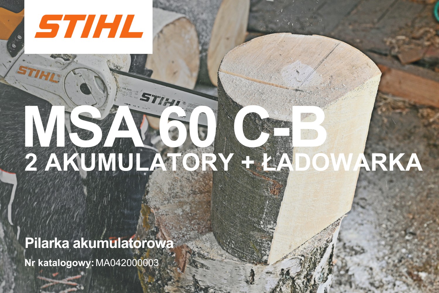 Pilarka akumulatorowa Stihl MSA 60 C-B (zestaw 2 akumulatory + ładowarka) MA042000003 - 0,9 kW, 30 cm, 1/4”