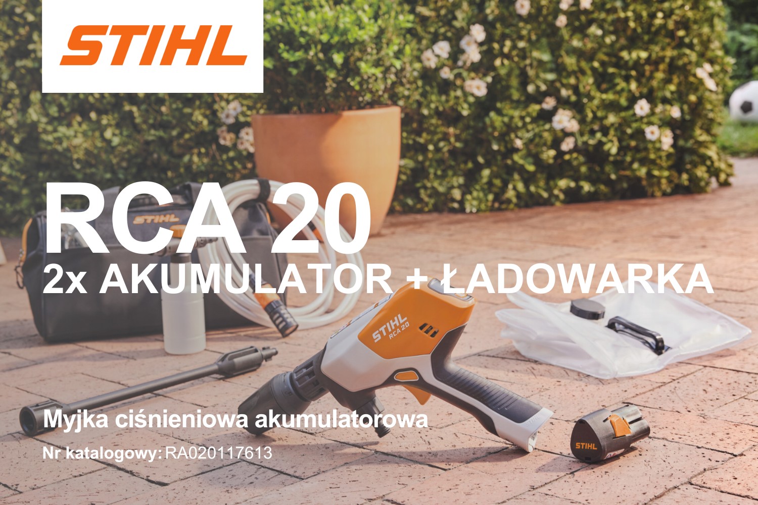 Myjka ciśnieniowa akumulatorowa Stihl RCA 20 (Zestaw 2x AS 2 + AL 1) RA020117613 - 22 bar, 230 l/h