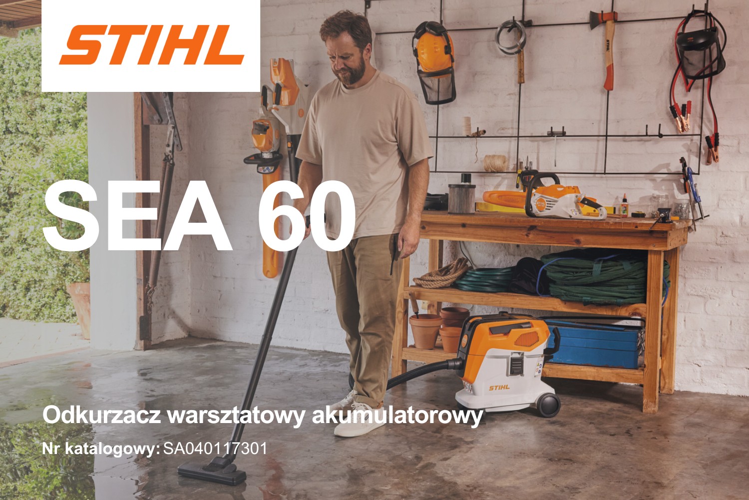 Odkurzacz warsztatowy akumulatorowy Stihl SEA 60 L SA040117301 - 0,45 kW, 12 l