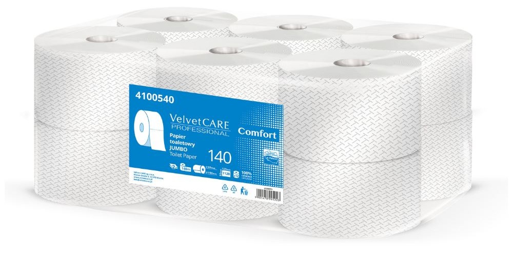 Papier toaletowy Velvet Jumbo Comfort biały, 2-warstwowy, 140 m, 12 rolek, 4100540