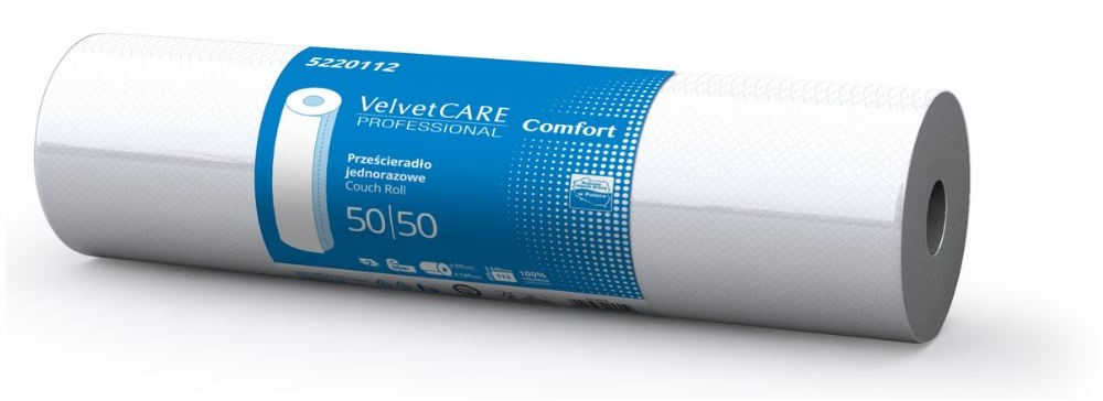 Prześcieradło jednorazowe celulozowe w roli VelvetCARE Professional 50/50 Comfort 50 m, 2-warstwowe, 5220112