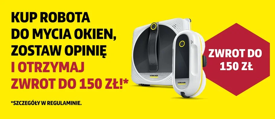 Promocja Kärcher RCW Cashback - kup robota do mycia okien, zostaw opinię i odbierz do 150 zł zwrotu!