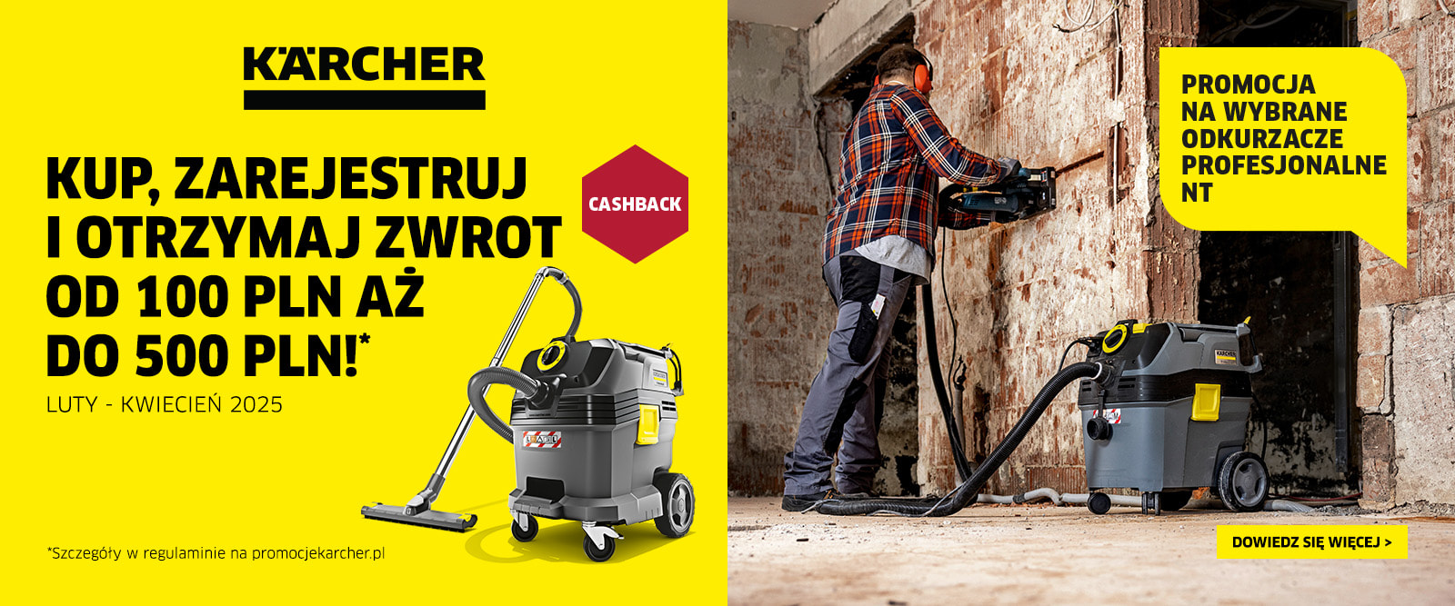 Promocja Cashback Karcher NT - Kup odkurzacz przemysłowy, zarejestruj i odbierz zwrot na konto