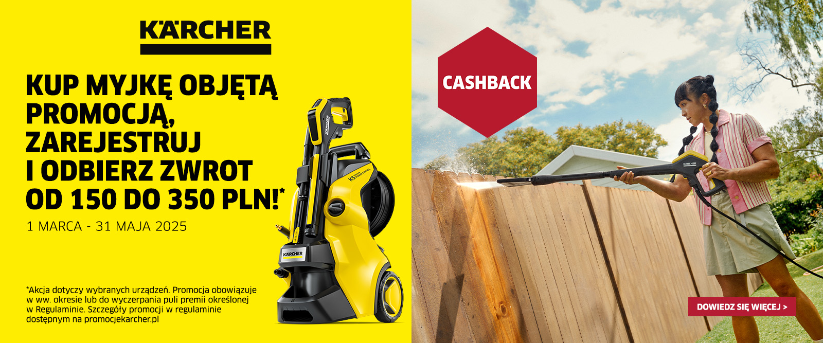 Promocja Karcher CASHBACK - Kup myjkę ciśnieniową, zarejestruj i odbierz zwrot na konto