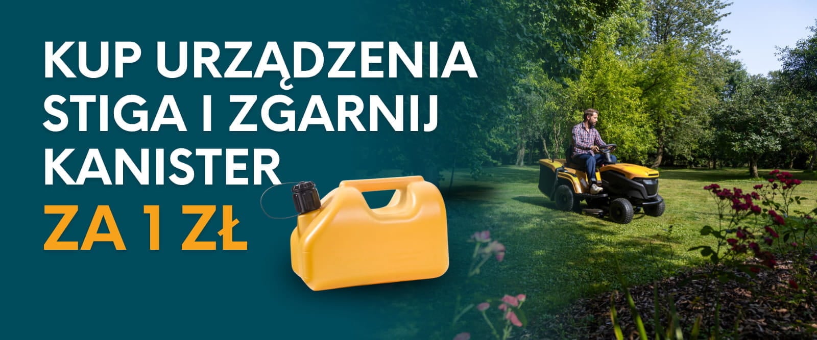 Promocja STIGA - kanister 5 litrów z nalewakiem za 1 zł do traktorka lub kosiarki spalinowej