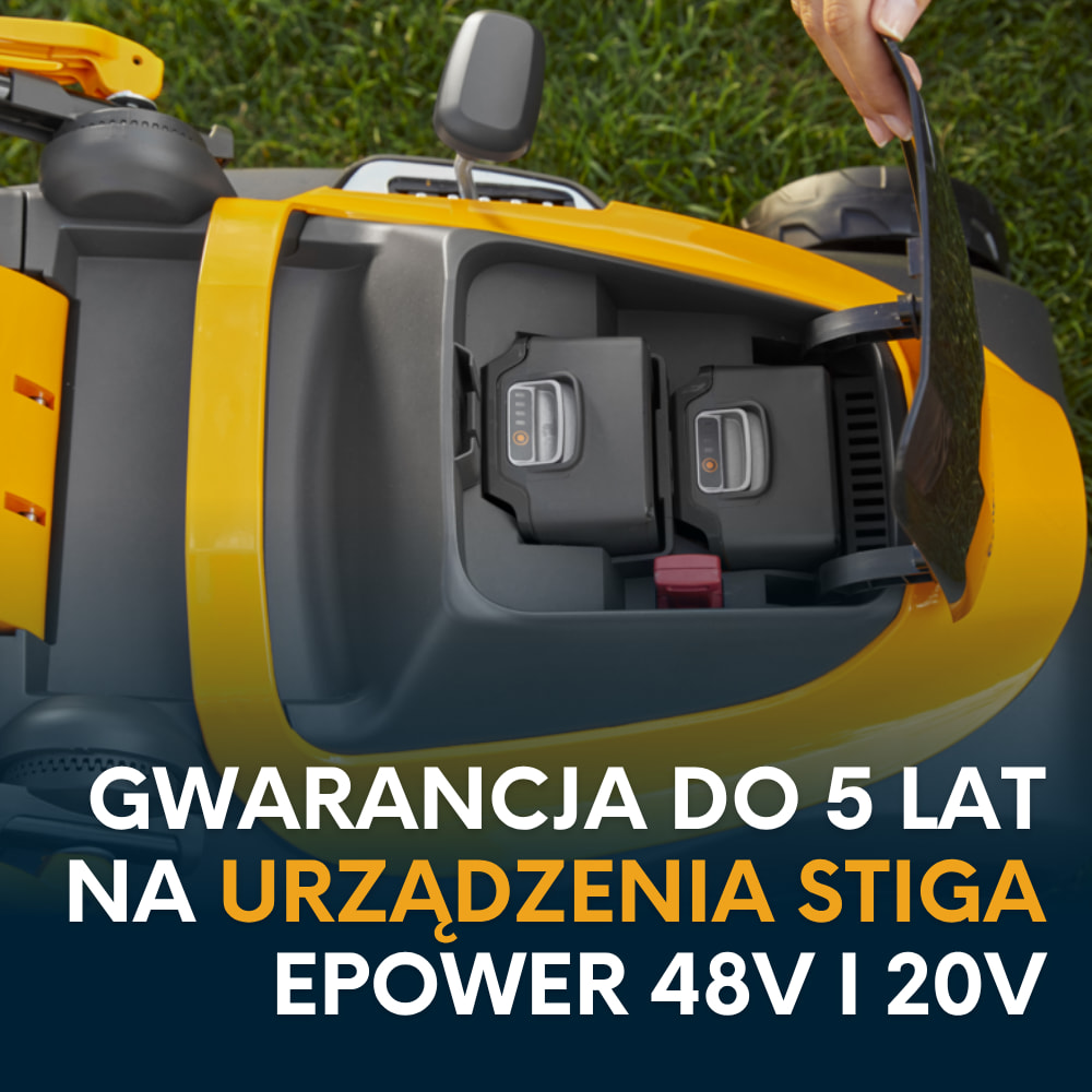 Gwarancja STIGA 5 lat na urządzenia akumulatorowe ePower 48V i 20V