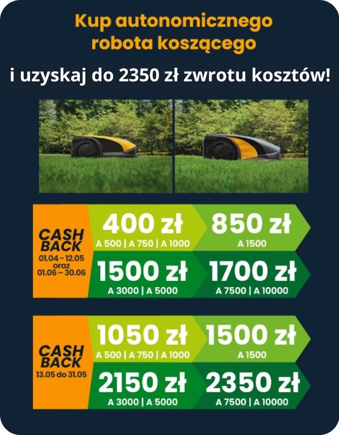 STIGA Cashback - Kup autonomicznego robota koszącego i odbierz nawet 2350 zł zwrotu