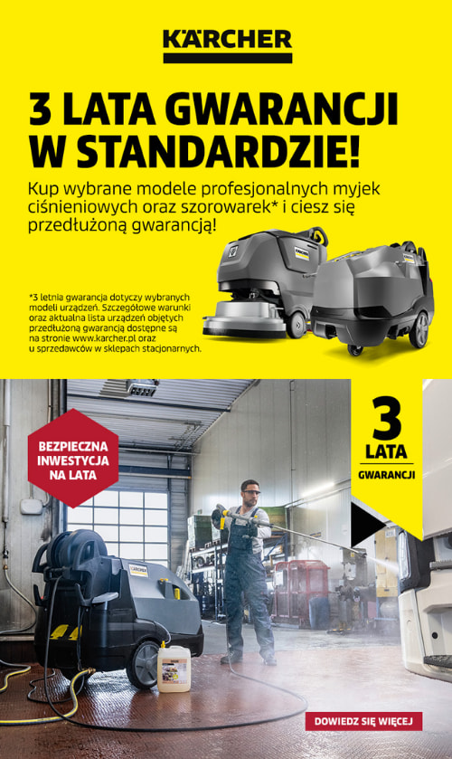 3 lata gwarancji Kärcher Professional na wybrane urządzenia profesjonalne