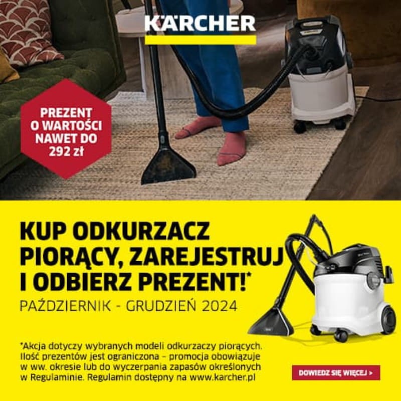 Promocja Karcher SE - Kup odkurzacz piorący, zarejestruj i odbierz prezent