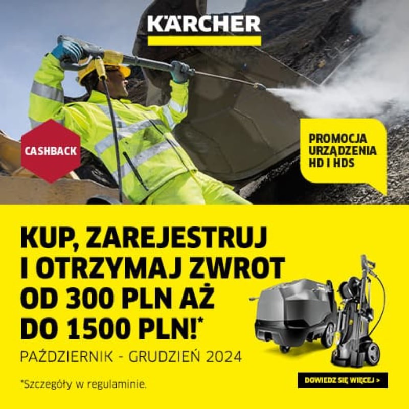 Promocja Karcher Cashback - Kup myjke HD / HDS i odbierz zwrot na konto