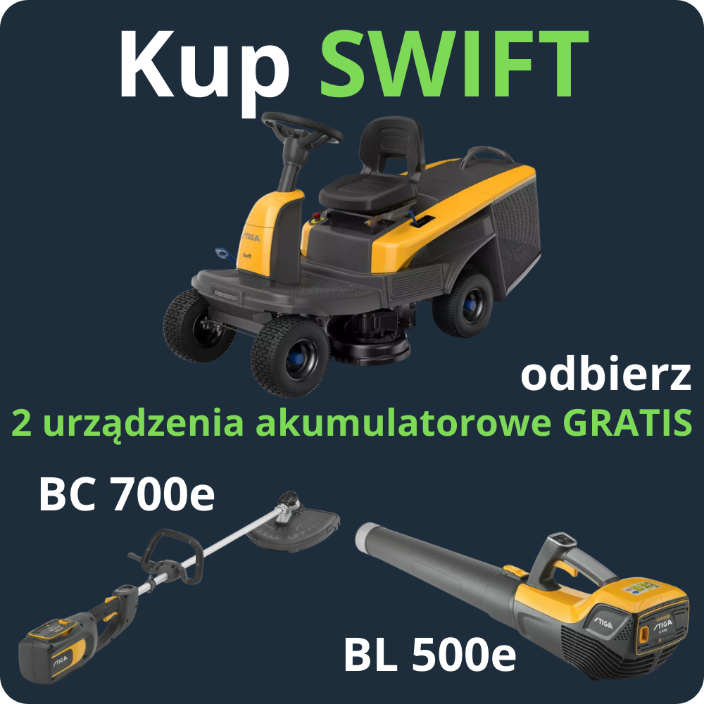 Promocja Stiga - Kup traktorek Swift i zgarnij 2 urządzenia GRATIS!