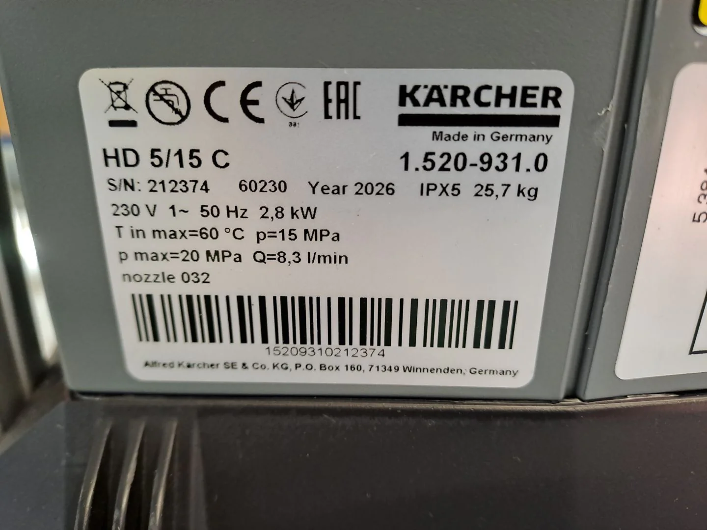 Kärcher HD 5/15 C Plus 1.520-931.0 - OUTLET- Profesjonalna myjka ciśnieniowa
