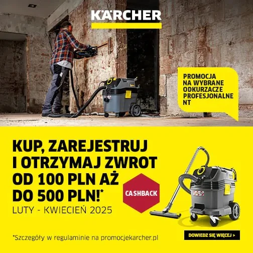 Promocja Karcher NT Cashback - Kup odkurzacz przemysłowy, zarejestruj i odbierz zwrot na konto