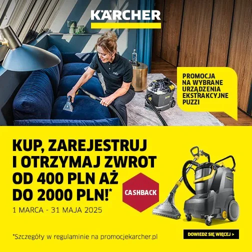 Promocja Karcher Puzzi Cashback - Kup urządzenie ekstrakcyjne, zarejestruj i odbierz zwrot na konto